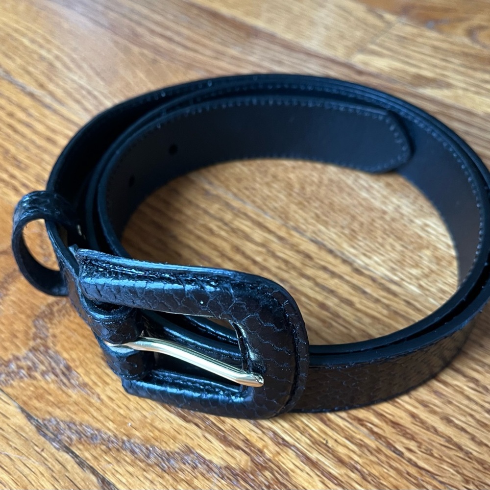 J Crew black embossed leather belt sz M - Picture 9 of 11